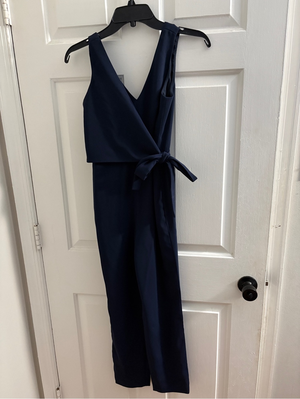 Club Monaco Navy One-Shoulder Wrap Jumpsuit